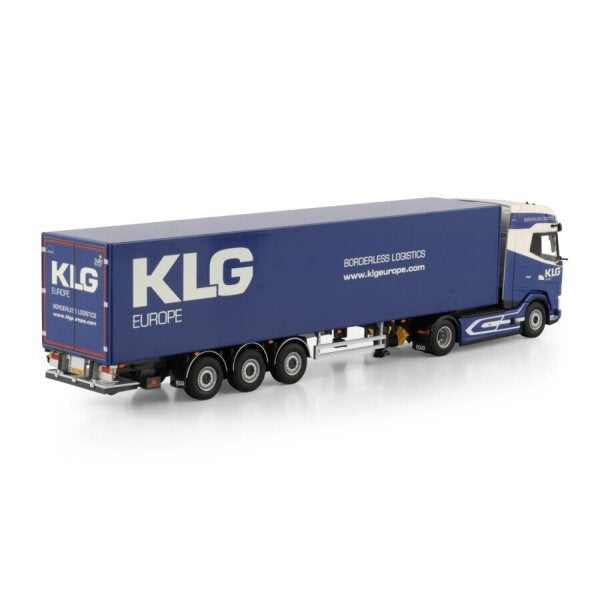 1:50 DAF KLG EUROPE XG + MY25 4X2 BOX TRAILER 3 AXLE WSI  Blue DIECAST Model