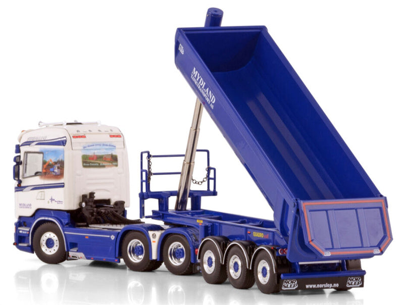 WSI SCANIA STREAMLINE HIGHLINE 6X4 HALF PIPE TIPPER TRAILER - 3 AXLE Mydland 1:50 Truck Pre-built Model
