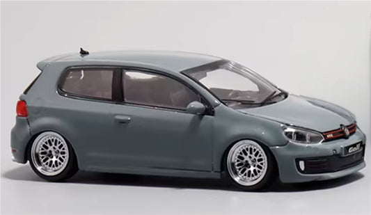 Max well Volkswagen Golf GTI 6th generation cement gray BBS wheel low stance 1:64 Car Pre-built Airliner Model Display view2