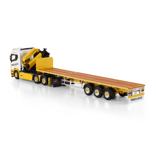 1:50 SCANIA MEDIACO R CR20N 6X4 FLATBED TRAILER 3 AXLE PK 65002 SH + JIB WSI Diecast Model
