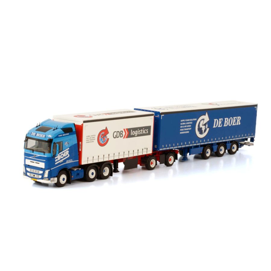 WSI VOLVO FH4 GLOBETROTTER 6X2 TWINSTEER LZV COMBI - 8 AXLE DE BOER TRANSPORT 1/50 DIECAST Truck