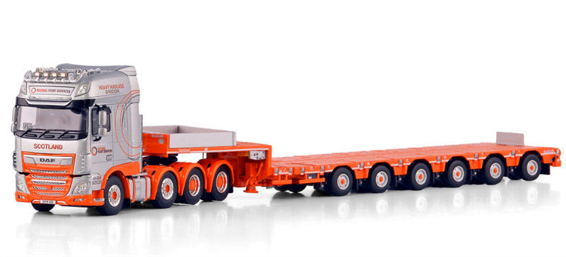 WSI  DAF XF SUPER SPACE CAB MY2017 8X4 NOOTEBOOM MANOOVR - 6 AXLE Global Crane Services 1:50 Truck Pre-built Model