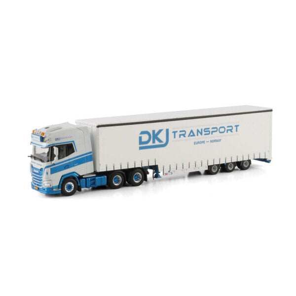 1:50 DAF DKJ TRANSPORT XG + 6X2 SEMI WITH CURTAIN 3 AXLE WSI Diecast Model