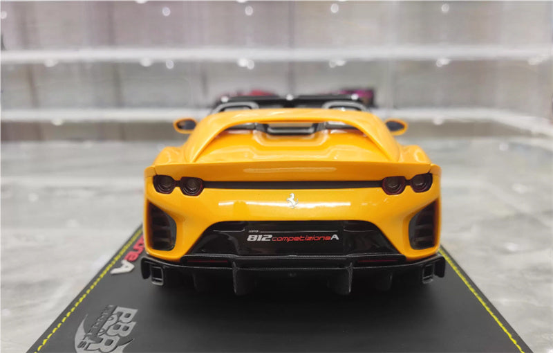 BBR MODELS Ferrari 812 Competitione A Convertible Edition Metallic yellow Silver Wheel Blue calipers Limited Edition 15PCS ONLY Leather base 1:18 Car Pre-built Model view6