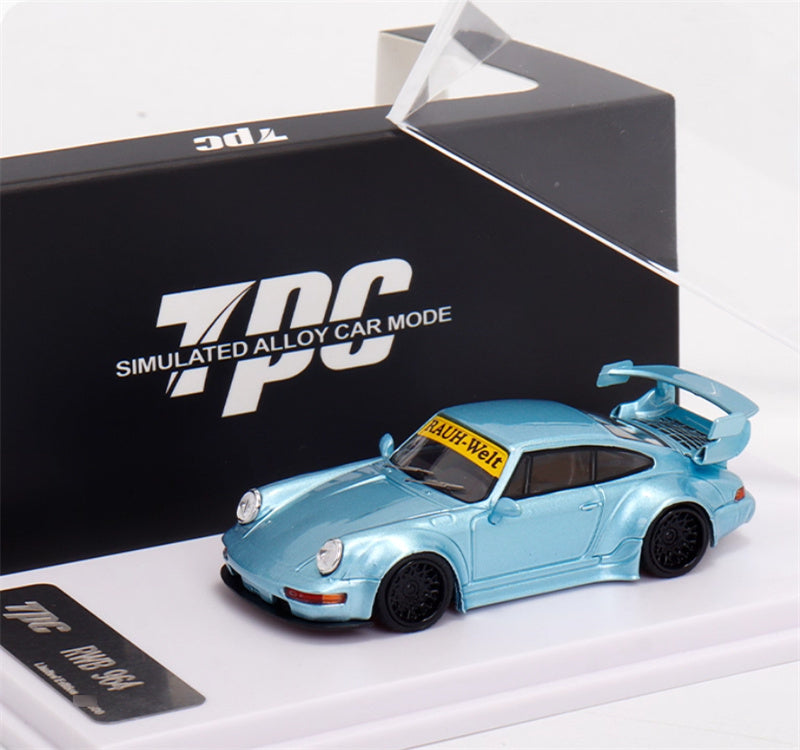 TPC Porsche 911 RWB 964 Widebody Conversion Limited Edition 500PCS ONLY Ice Blue - Black Wheel 1:64 Car Pre-built Model view8