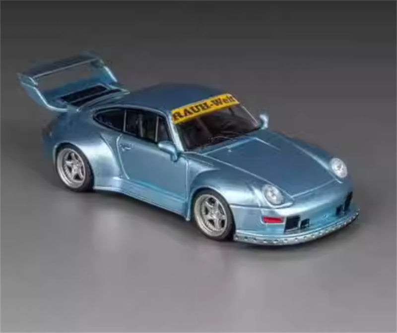 TPC Porsche 911 RWB 993 Widebody Conversion Limited Edition 500PCS ONLY Ice Blue - Silver Wheel 1:64 Car Pre-built Model view1