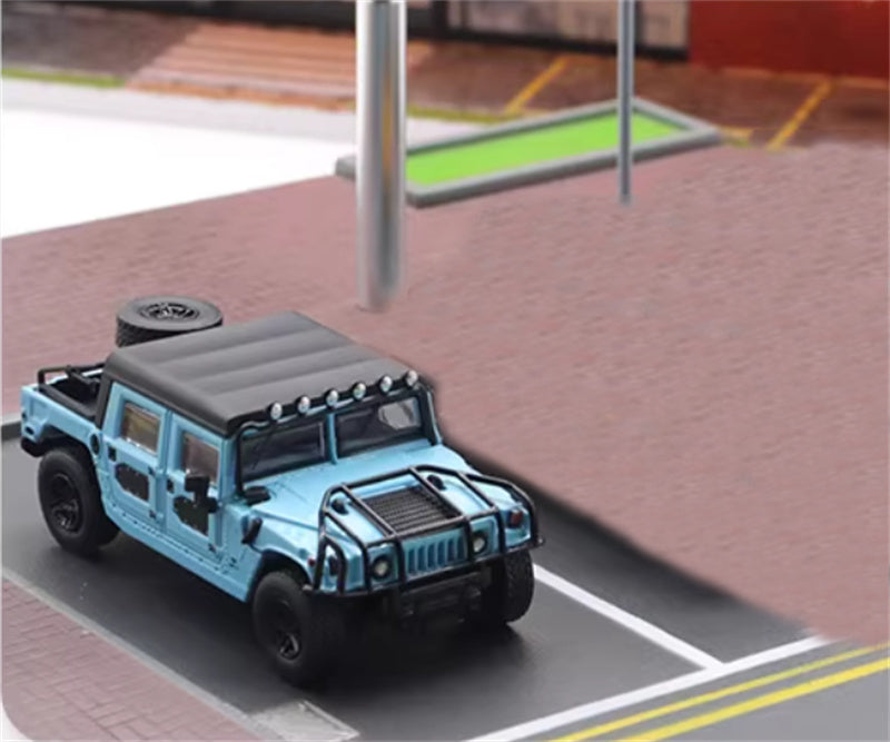 MASTER Hummer H1 off-road vehicle Soft top version Baby Blue 1:64 Truck Pre-built Airliner Model Display view3