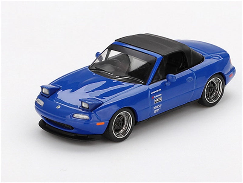 MINIGT Mazda Miata MX-5 NA Tuned Version Dark Blue color box packaging 1:64 Car Pre-built Model view1