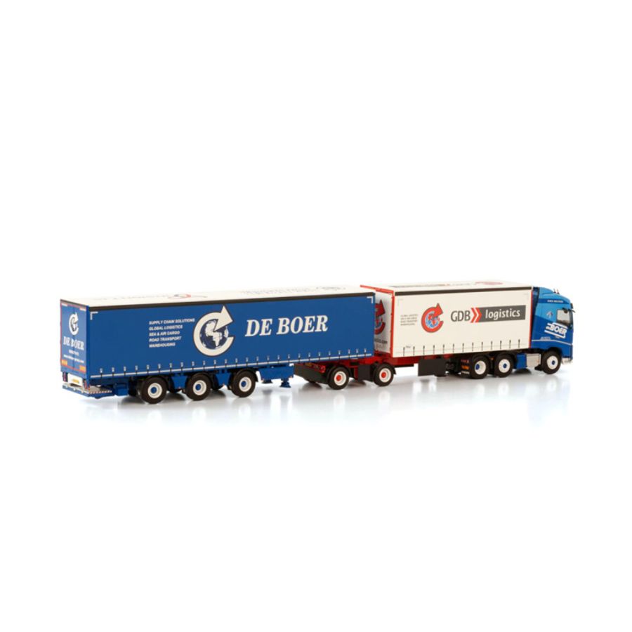 WSI VOLVO FH4 GLOBETROTTER 6X2 TWINSTEER LZV COMBI - 8 AXLE DE BOER TRANSPORT 1/50 DIECAST Truck