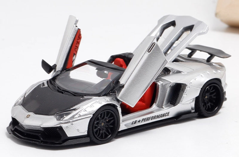 Rhino Model Lamborghini Aventador LP700-4 LBWK Convertible silver Limited Edition 499PCS ONLY 1:64 Car Pre-built Model view1