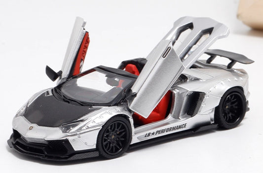 Rhino Model Lamborghini Aventador LP700-4 LBWK Convertible silver Limited Edition 499PCS ONLY 1:64 Car Pre-built Model view1