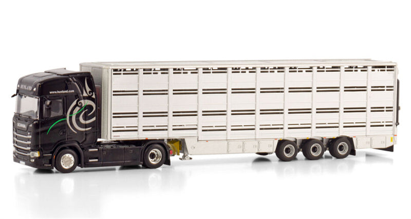 WSI SCANIA S HIGHLINE CS20H 4X2 LIVE STOCK TRAILER - 3 AXLE Hunland 1:50 Truck Pre-built Model