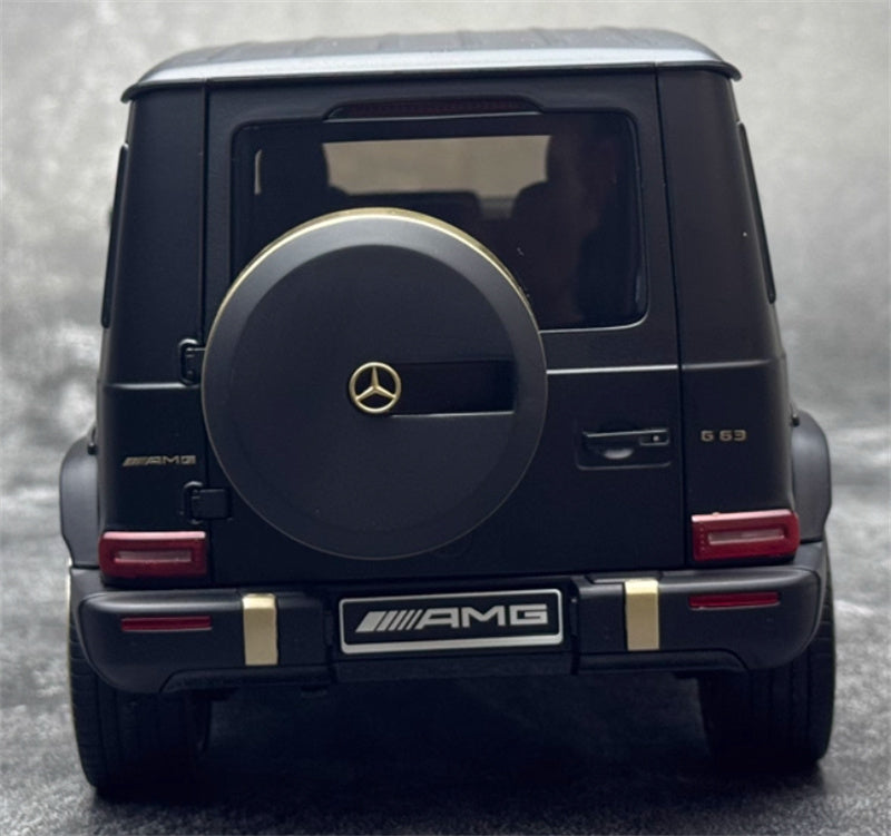 Almost Real Mercedes AMG G63 Grand Edition 2024 Dumb Black Gold Black interior with gold wheels 1:18 Truck Pre-built Model view9