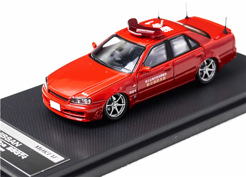 Mortal Nissan GTR ER34 SKYLINE URAS Modified Edition Fire truck red Limited Edition 699PCS ONLY 1:64 Car Pre-built Model view1
