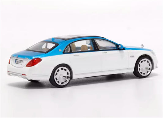 Master Mercedes Benz Maybach S-Class Blue and white dual color 1:64 Car Pre-built Airliner Model Display view2