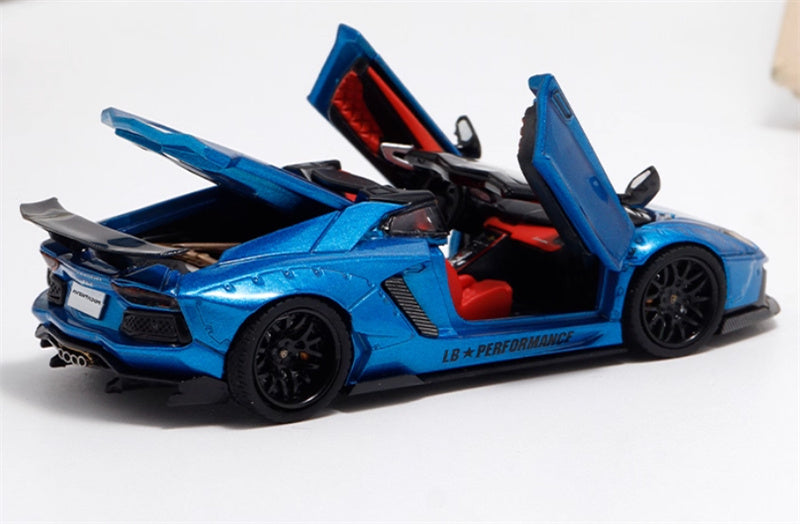 Rhino Model Lamborghini Aventador LP700-4 LBWK Convertible blue Limited Edition 666PCS ONLY 1:64 Car Pre-built Model view4