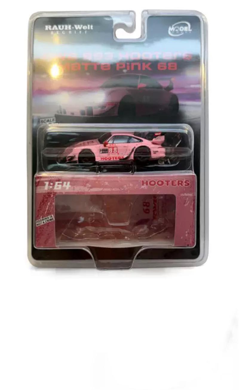 1:64 Porsche RWB 993 Matte Pink Hooters #68 Model model carded version DIECAST Civil Car Model