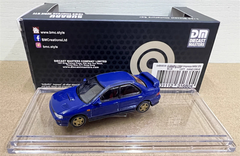 BM Creations SUBARU 1994 Impreza WRX STi LEFT HAND DRIVE Blue 1:64 Car Pre-built Model