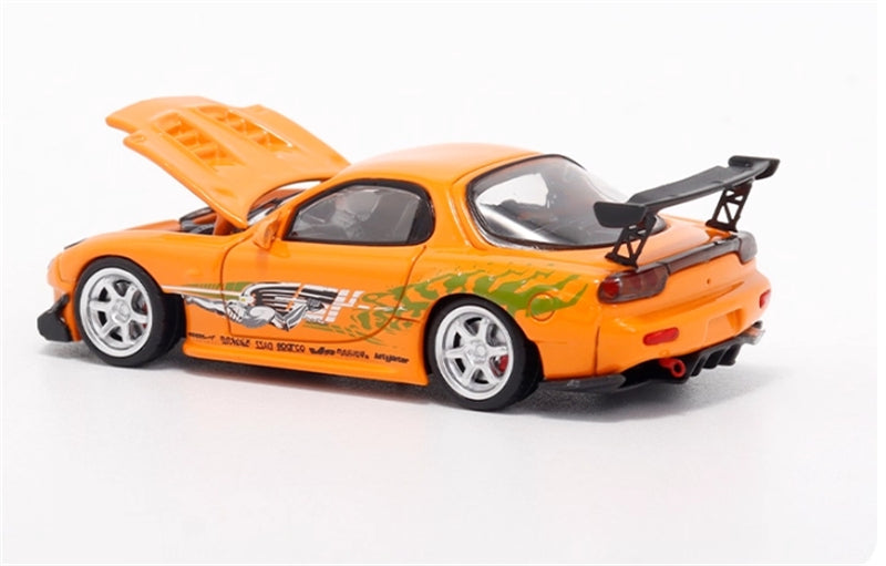 1:64 Mazda RX-7 RE Amemiya‌ Orange with Graphics BSC DIECAST Limited Edition 499pcs ONLY Model