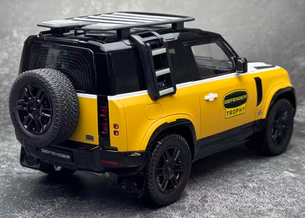 Almost Real 2023 Land Rover Defender 90 Trophy Yellow White 1:18 Car Pre-built Model view9