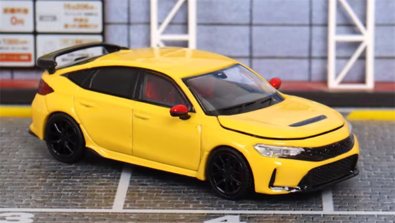 MOTORHELIX Honda Civic Type R FL5 Yellow Christmas Livery 1:64 car Pre-built Model view4
