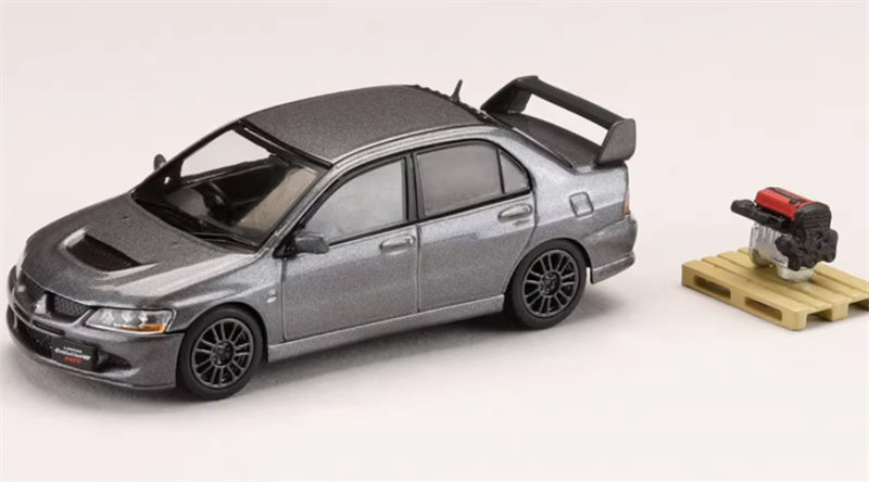 Hobby JAPAN MITSUBISHI LANCER EVOLUTION 8 MR GSR with Engine GRAY Black Wheel 1:64 Car Pre-built Model view1