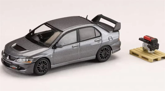 Hobby JAPAN MITSUBISHI LANCER EVOLUTION 8 MR GSR with Engine GRAY Black Wheel 1:64 Car Pre-built Model view1