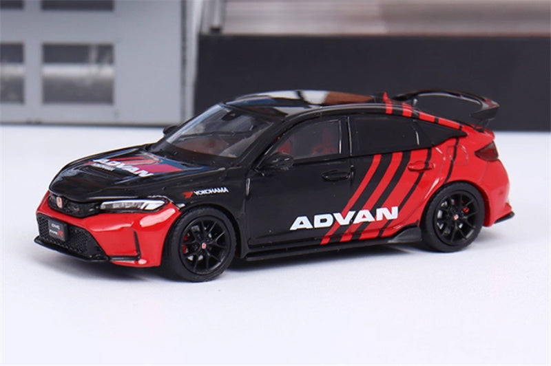 Hobby JAPAN Honda CIVIC TYPE R (FL5) ADVAN Red Black 1:64 Car Pre-built Model view3