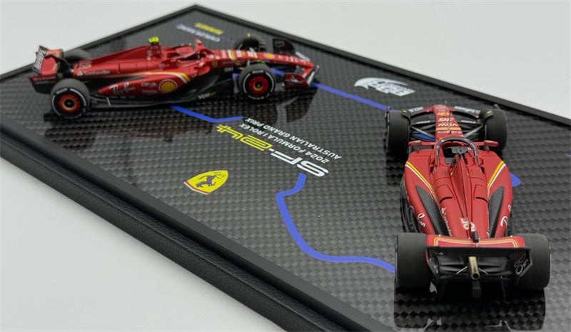 1:43 BBR MODELS Ferrari SF24 GP AUSTRALIAN GRAND PRIX 2024 #16 & SAINZ #55 SET view4