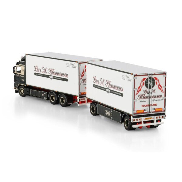 1:50 SCANIA LARS KLEMMENSEN 3 Series 6X2 REEFER DRAWBAR TURNTABLE TRAILER 5 AXLE WSI Diecast Model