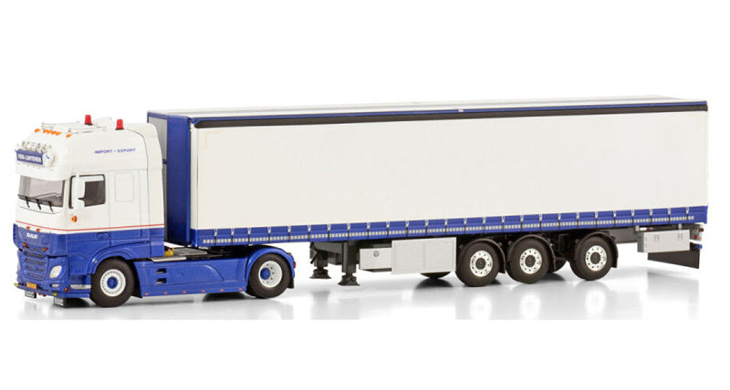 WSI  DAF XF SUPER SPACE CAB MY2017 4X2 CURTAINSIDE TRAILER - 3 AXLE VDB Lunteren 1:50 Truck Pre-built Model