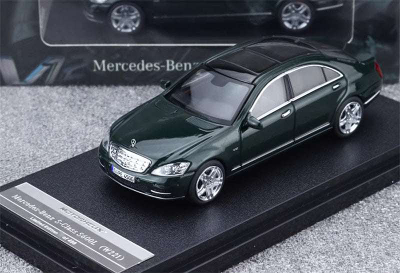 MOTORHELIX Mercedes Benz S-Class S600L W221 Green Limited Edition 499PCS ONLY 1:64 car Pre-built Model view1