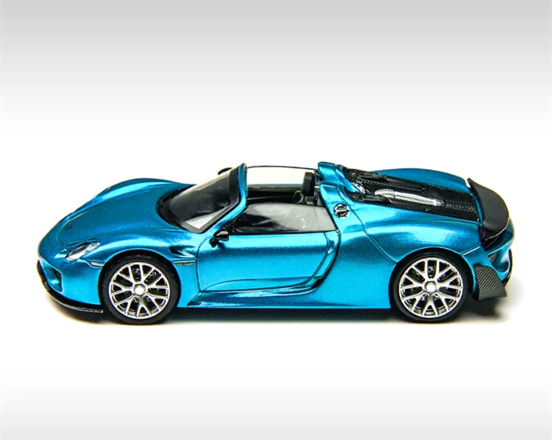 TimeMicro Porsche 918 Spyder roadster Metal Blue 1:64 car Pre-built Model view3