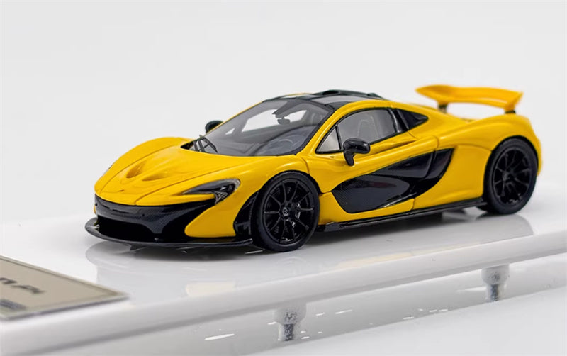 DMH McLaren P1 supercar Metal yellow black wheel 1:64 Car Pre-built Airliner Model Display view1