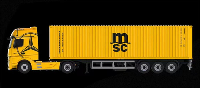 1:64 Mercedes-Benz Actros Yellow MSC TIMEMICRO x PERKA DIECAST Trailer & Tractor Model