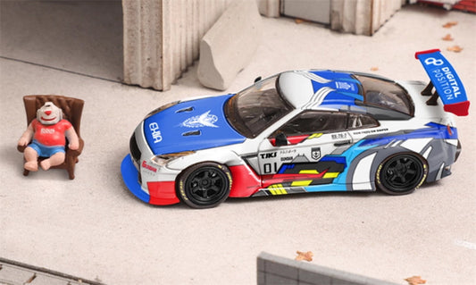 Fuji Nissan GT-R R35 Pandem Rocket Bunny Widebody Modification Car Mech White Blue Figure Edition Limited Edition 599PCS ONLY 1:64 Car Pre-built Model view1