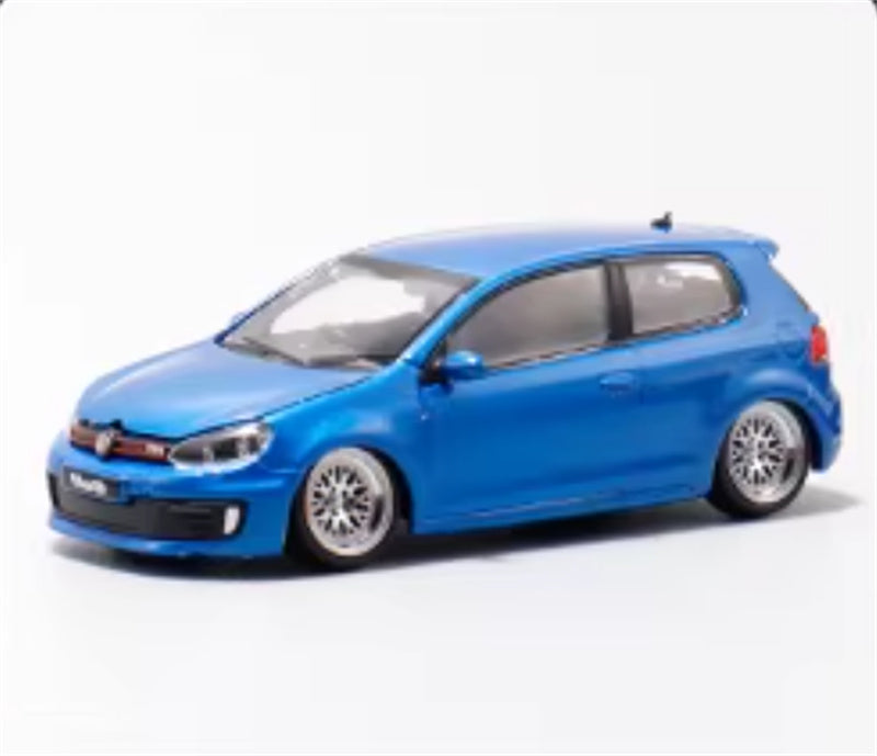 Max well Volkswagen Golf GTI 6th generation Blue BBS wheel low stance 1:64 Car Pre-built Airliner Model Display view3