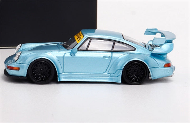 TPC Porsche 911 RWB 964 Widebody Conversion Limited Edition 500PCS ONLY Ice Blue - Black Wheel 1:64 Car Pre-built Model view3