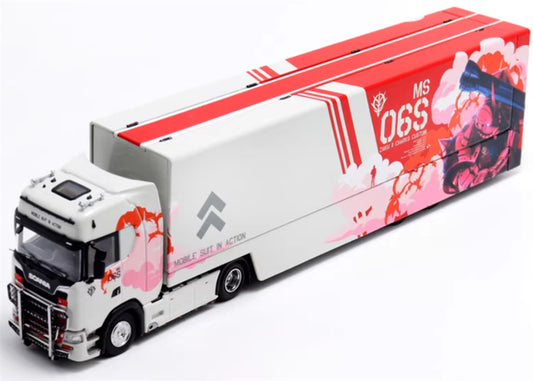 Max well Scania #S730 double-decker transport vehicle White Red Mech Zhagu 1:64 Truck Pre-built Airliner Model Display view1