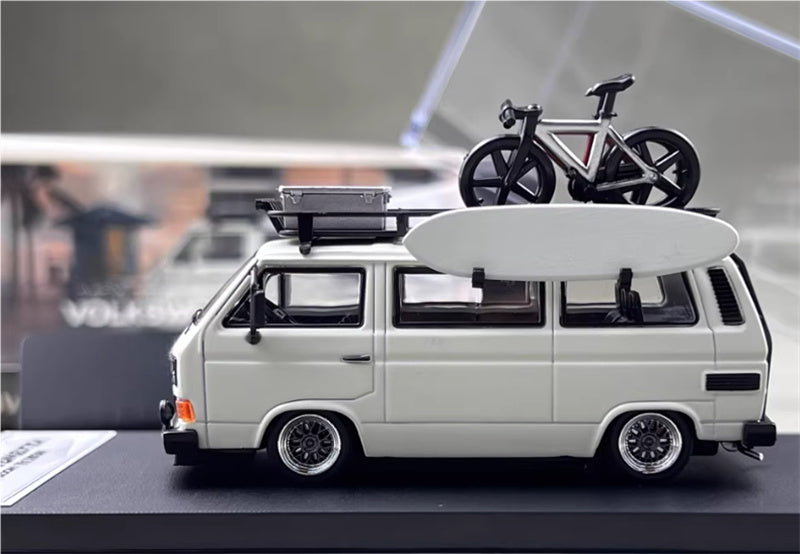 Mortal Model Volkswagen T3 Van BBS Low lying version White with Accessories 1:64 Car Pre-built Airliner Model Display view5