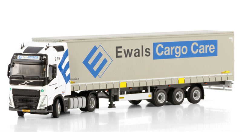WSI VOLVO FH5 GLOBETROTTER XL 4X2 CURTAINSIDE TRAILER - 3 AXLE Ewals Cargo Care 1:50 Truck Pre-built Model