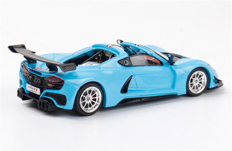 Rhino Model Hennessey Venom F5 Limited Edition 999PCS ONLY Light Blue w/ Figure 23# 1:64 Car Pre-built Model view4