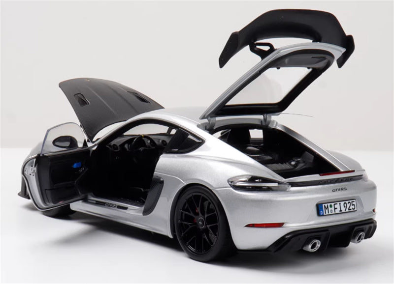 1:18 PORSCHE Cayman GT4 RS 2024 Silver carbon cover  Norev Hard top Tail Wing Edition DIECAST Car Model
