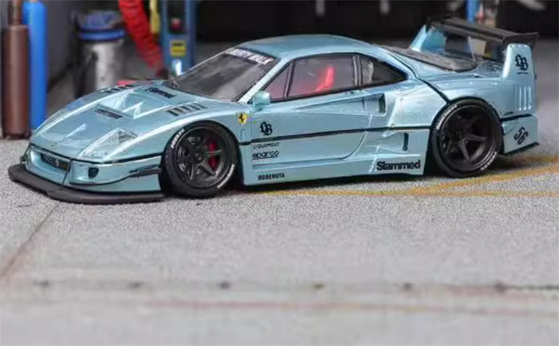 Star Model Ferrari F40 LB wide body Open back cover version Ice Blue - Exquisite Crystal Base 1:64 Car Pre-built Model view3