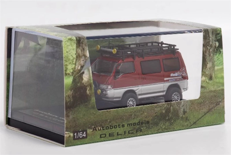 Autobots Models Mitsubishi Delica 3rd Generation Wagon 4X4 Off Road Modified Edition Original red silver 1:64 Car Pre-built Model view7