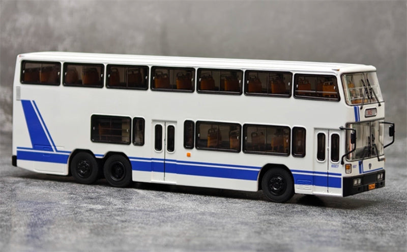 AUTO-GLIMPSE Jinling Double decker JLY6121S Special Route 5 Bus Blue white coating 1:64 Bus Pre-built Model view5