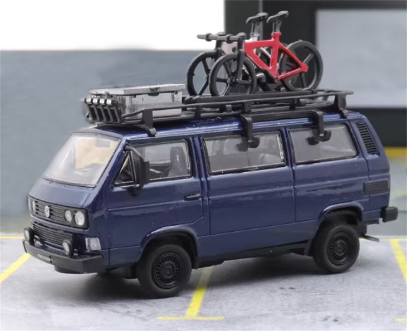 Master Volkswagen T3 Van Blue with Accessories 1:64 Car Pre-built Airliner Model Display view1