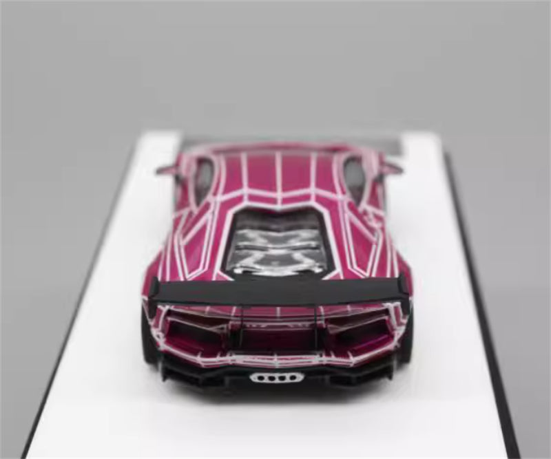 KING MODEL Lamborghini LP700 AVENTADOR Burst Pattern Luminous Edition Electroplating Pink w/ wheels 1:64 Car Pre-built Model view7