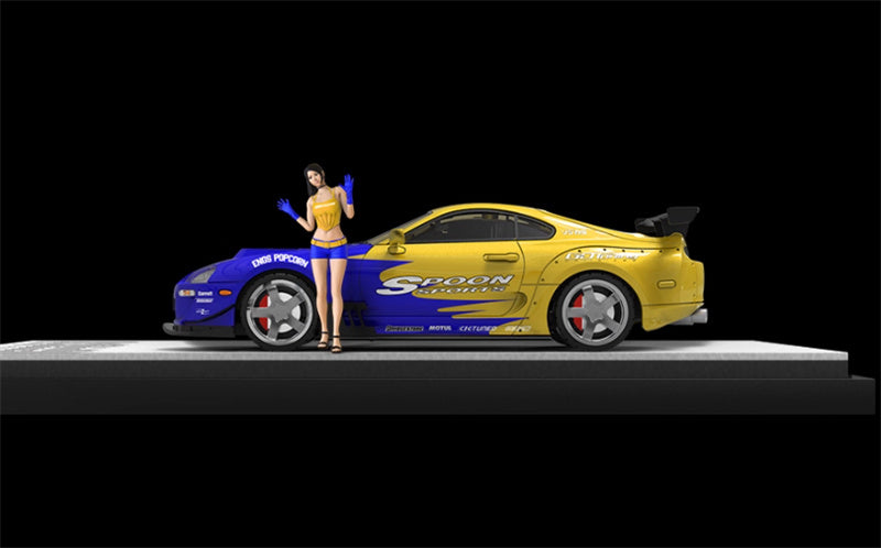 TimeMicro Toyota Supra A80Z Spoon Coating w/ Figure version White base Limited Edition 999PCS ONLY 1:64 Car Pre-built Model view2