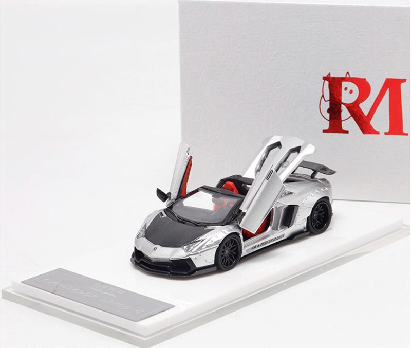 Rhino Model Lamborghini AVENTADOR LP700-4 LBWK Supercar Full Open Edition Limited Edition 499PCS ONLY silver 1:64 Car Pre-built Model view6